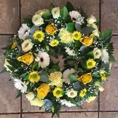 Fresh Wreath - Fresh white and yellow wreath, available in a variety of sizes. Fresh Wreath - Fresh white and yellow wreath, available in a variety of sizes.