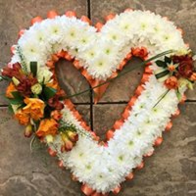 Funeral Based Open Heart - Open Based white heart, ribbon edging and cluster is available in a choice of colours orange, yellow, red, purple,pink,  blue etc At Hearts and Flowers we are delighted to present this product available for flower delivery in Cardiff and surrounding areas.
Available in colour of your choice. Funeral Based Open Heart - Open Based white heart, ribbon edging and cluster is available in a choice of colours orange, yellow, red, purple,pink,  blue etc At Hearts and Flowers we are delighted to present this product available for flower delivery in Cardiff and surrounding areas.
Available in colour of your choice.