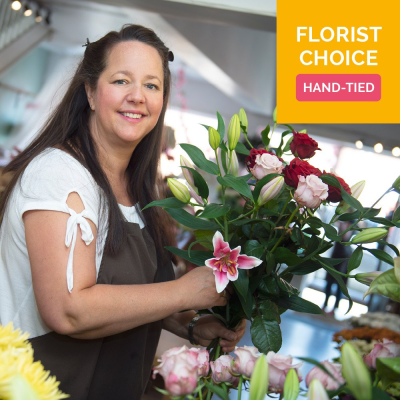 Florist Choice Hand-tied - An expert artisan florist will design a hand-tied filled with the finest quality seasonal flowers, perfectly wrapped and delivered in water.  Florist Choice Hand-tied - An expert artisan florist will design a hand-tied filled with the finest quality seasonal flowers, perfectly wrapped and delivered in water.