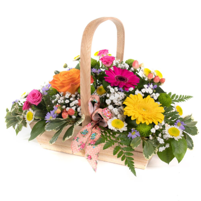 Sherbet Twist - This delightful collection of seasonal blooms is a beautiful way to send your affections. A pretty arrangement in a classic basket simply fizzing with joy and character.  Sherbet Twist - This delightful collection of seasonal blooms is a beautiful way to send your affections. A pretty arrangement in a classic basket simply fizzing with joy and character.